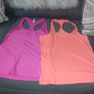 Under Armour Women’s Pink and Coral Racerback Tank Tops